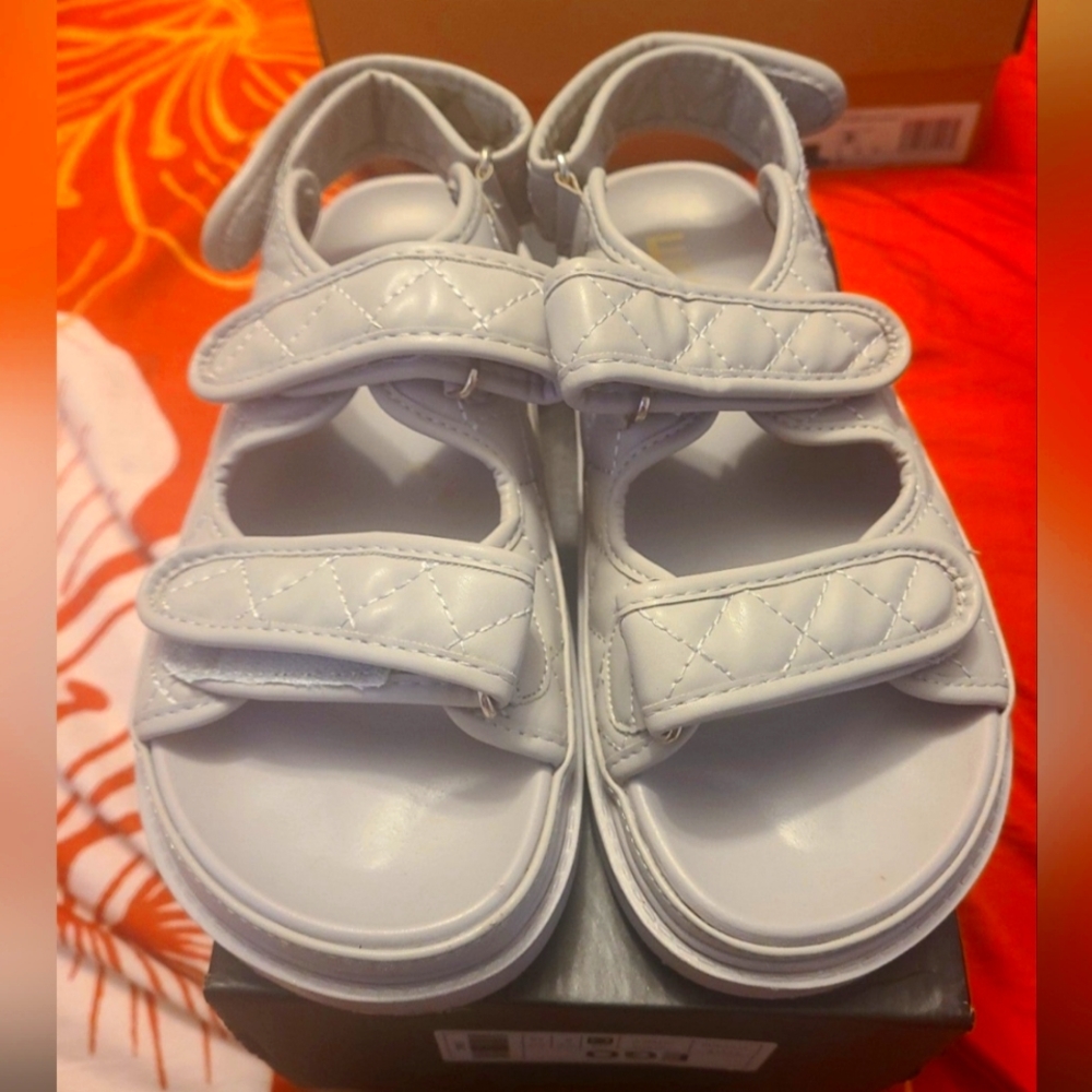 Ego Two Strap Grey Sandals size 8. Mac Daddy Sandals